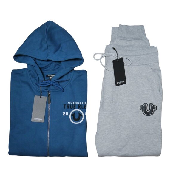 True Religion Men's Sz L Fleece Sweatsuit Hoodie Joggers Tracksuit Gift Set NWT - Picture 1 of 7